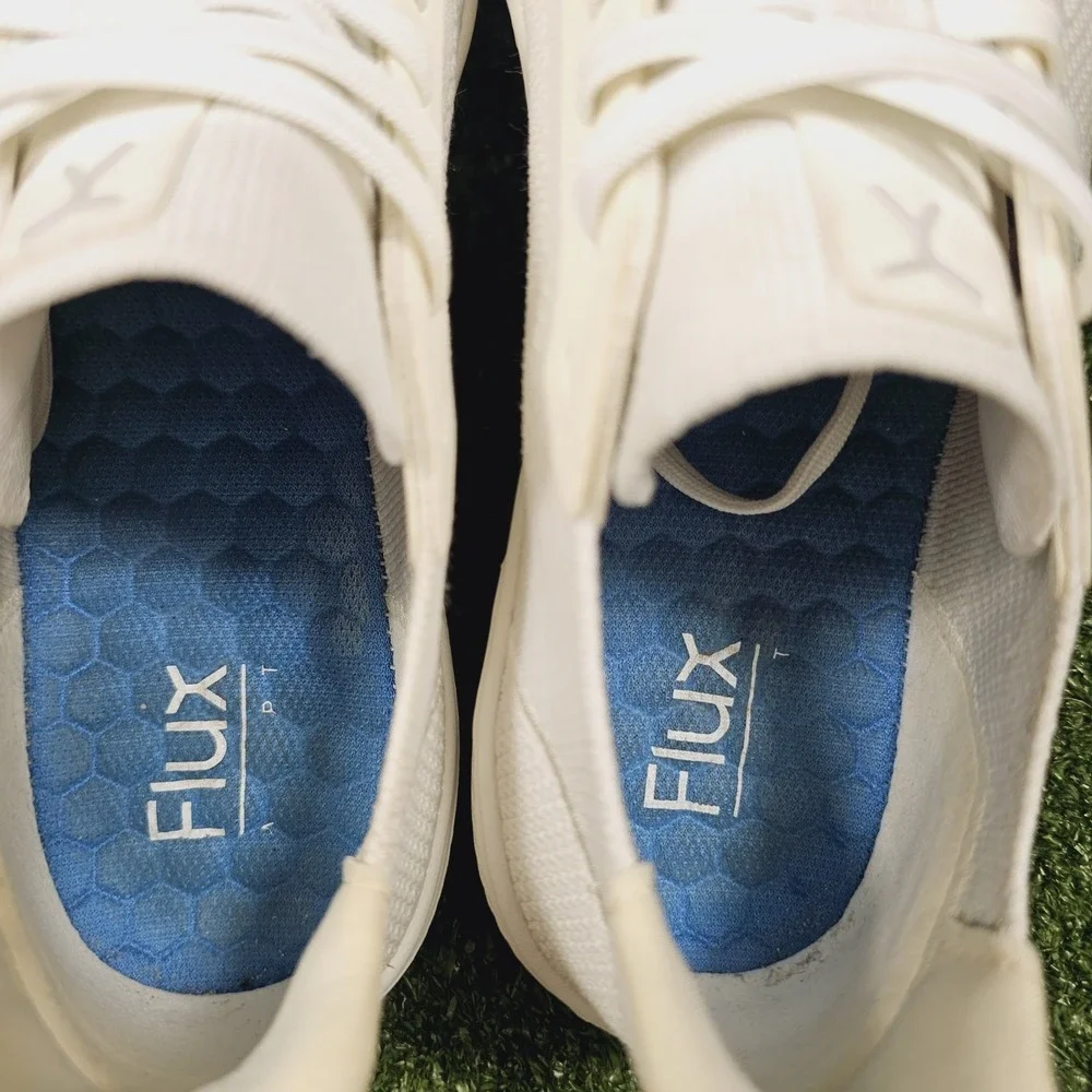 Flux Adapt Trainer Triple White Knit Minimalist Athletic Sneakers Mens Size 9
